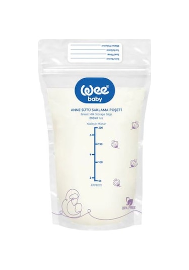 Wee Baby Anne Sütü Saklama Poşeti 200 ML 25 Adet