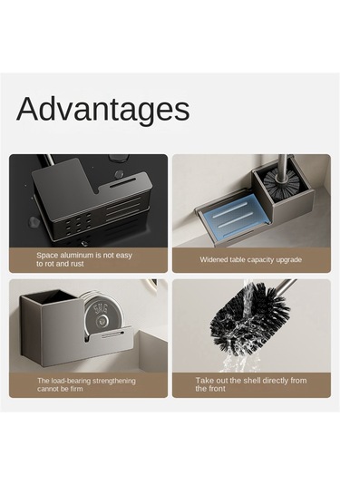 Tuvalet Fırçası Tutucu Duvara Monte Banyo Temizleme Fırçası Siyah Siyah