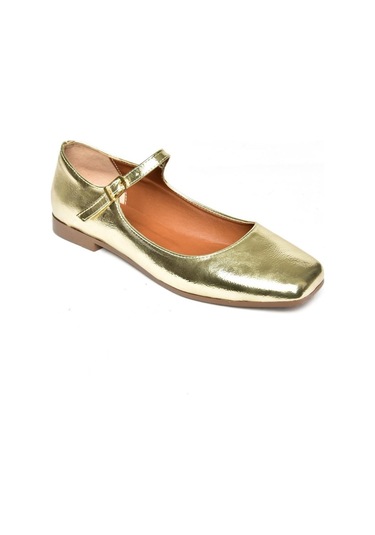 Fox Shoes S726252508 Altın Rugan Kadın Babet Altın