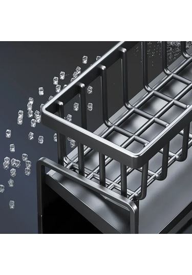 Çok Fonksiyonlu Sünger Raf Süzgeç Mutfak Rafı Lavabo Bez Bulaşık Beyaz