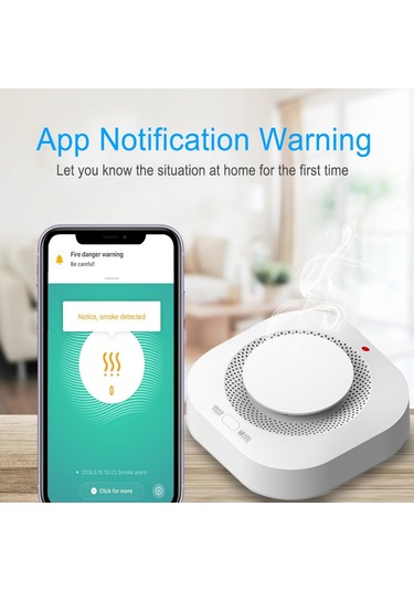 Anjiexun Tuya Wifi Duman Dedektörü Sensörü Akıllı Ev Güvenlik Koruma Alarmı