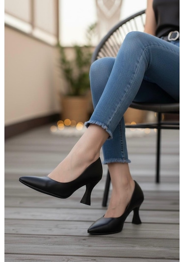 Marina Rosse Kadın Bena Topuklu Ayakkabı Şampanya Stiletto Siyah