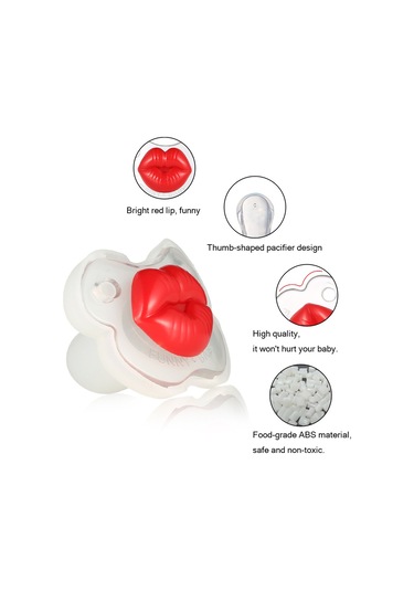 Tenfowee Bebek Uyku Pacifieri - Gülümseyen Dudak Desenli, Medikal Silikon, Bpa'sız, Diş Gelişimi İçin, 6 Aylık Ve Üzeri Bebekler İçin