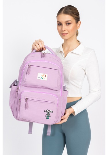 Modern Ve Fonksiyonel Tasarım Çok Gözlü, Şık Okul Sırt Çantası - Mor Mor