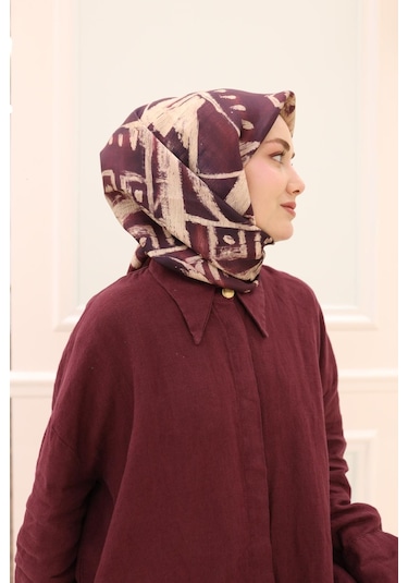 Silk Home Twill İpek Eşarp 11462-02 Bordo, Mürdüm, Bej