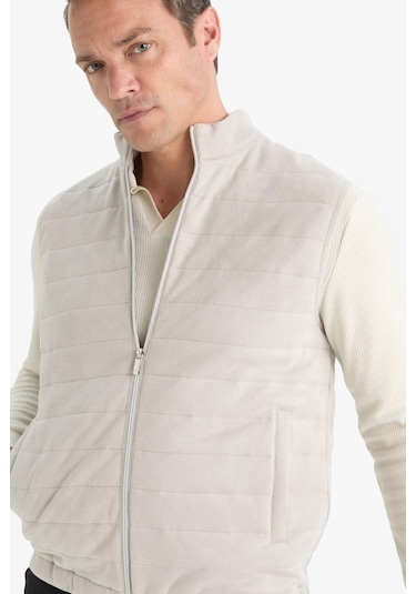 Defacto Slim Fit Dar Kesim Dik Yaka Fermuarlı Süet Yelek F0246ax25augr184 Gri