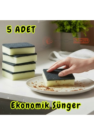 Technow Klasir Ekonomik 9 X 7 Cm Sarı Siyah Düz Bulaşık Süngeri Sarı