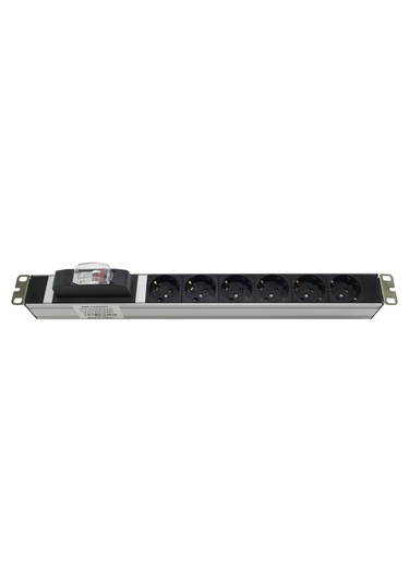 19" 1U 6 Lı (16A) Sigortalı Rack Kabin Priz Grubu Pdu