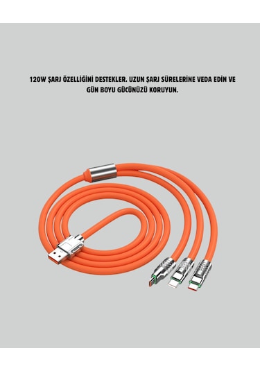 120 W Hızlı Çözüm Sunan 3'ü 1 Usb Şarj Kablosu Sağlam Gövde Standart