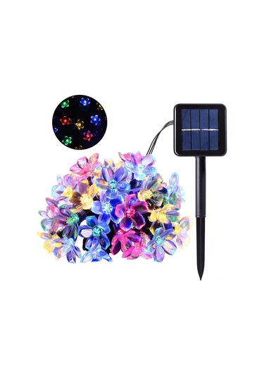 Yifomall Güneş Enerjili 7m 50 Led Çok Renkli Bahçe Işığı - Flaş Ve Sürekli Aydınlatma Modu, Işık Sensörlü Ve Manuel Kontrol