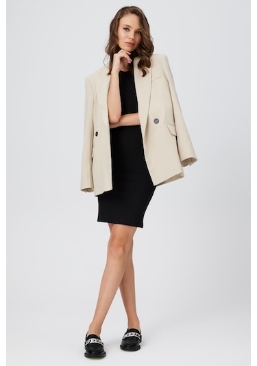 TRİKO BANTLI ASKILI ELBİSE SİYAH