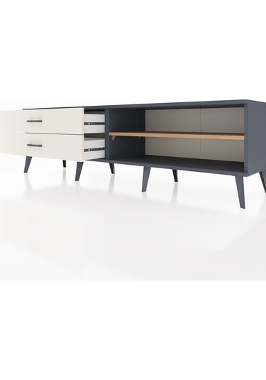 Hyperion Tv Ünitesi Tek Raflı 2 Çekmeceli 176x44x51 Antrasit-çam/aytaşı Atlas Çam/aytası