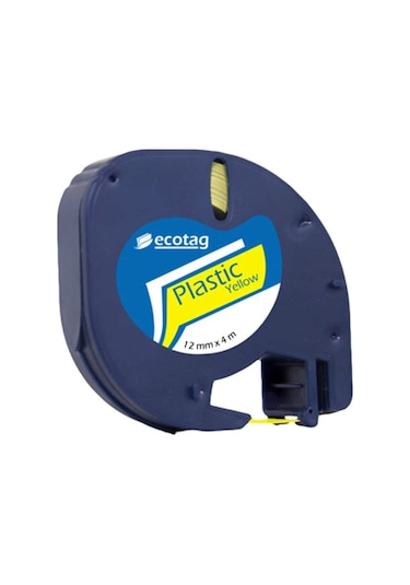 Ecotag Dymo Muadil Plastik Şerit Etiket Sarı 12 MM x 4 M 10'lu Paket