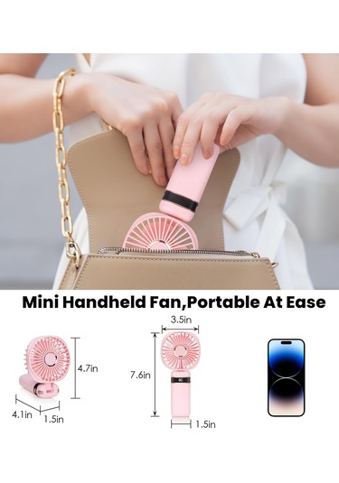El Tipi Vantilatör, Usb Taşınabilir Vantilatörler 20 Saatten Fazla Pembe