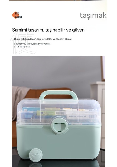 Relaxed Taşınabilir İlaç Kutusu Ev Büyük Kapasiteli Saklama Kutusu Çok Katmanlı Ev Versiyonu Tıbbi İlk Yardım Kutusu Taşınabilir İlaç Kutusu-pembe Pembe