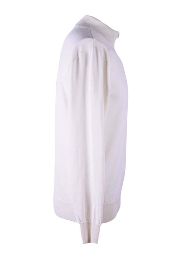 Trender Yarım Fermuarlı Krem Erkek Kazak Alp01 Krem