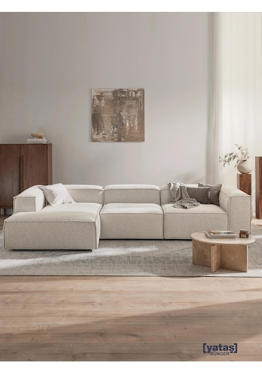 Most Mollis Plus 3 Modül Sol Köşe Koltuk 01 Lüks Beyaz Bukle Kuma