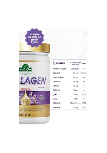 Arifoğlu Collagen Peptides Kolajen Takviye Edici Gıda 300 G