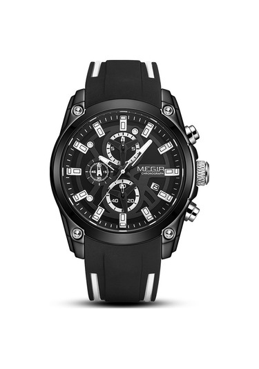 Marka Megir Megir Erkek Saati Çok Fonksiyonlu Kronograf Spor Silikon Erkek Kuvars Spor Saati 2144 Blackfaceblackshellblackbelt Diğer