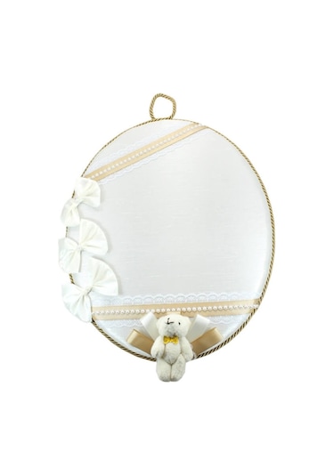 Süslebabypartystore Ipek Kumaş, Ayıcıklı Ve Isimli Oval Kapı Süsü Çok Renkli