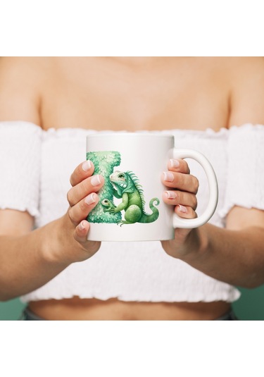 I Harfi Tasarım Bardak, Sevimli Hayvan Temalı Harf Bardağı Beyaz