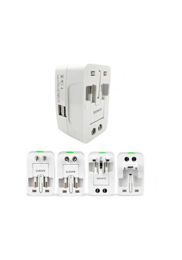 Teltree Evrensel Seyahat Dönüştürücü Prizi - 4 Uluslararası Tip Ab/abd/ingiltere/avustralya Ve 2 Usb Portu İle Güvenli Şarj - Model 931d