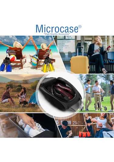 Microcase Çok Amaçlı Fileli Ayakkabı Düzenleyici Seyahat Çantası Hurç 34x23x14 Cm 3 Adet Al5503 Siyah