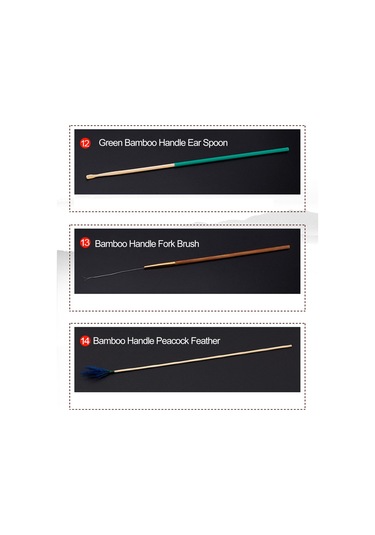 Vkemall 10 Parçalık Kulak Temizleme Seti - Gümüş İğneli Farklı Tüyler Ve Taşıma Kutusu