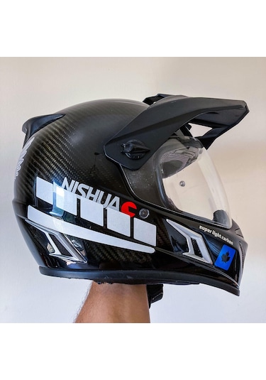 Şerit Tasarımlı Reflektif Gri Motosiklet Kask Sticker Çınar Extreme