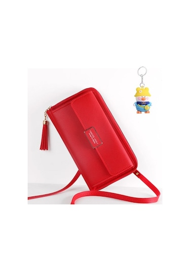 Silkroadselect Runxi Life Hall Büyük Kapasiteli Cep Telefonu Çantası Küçük Omuz Crossbody Fermuarlı Çanta Kırmızı