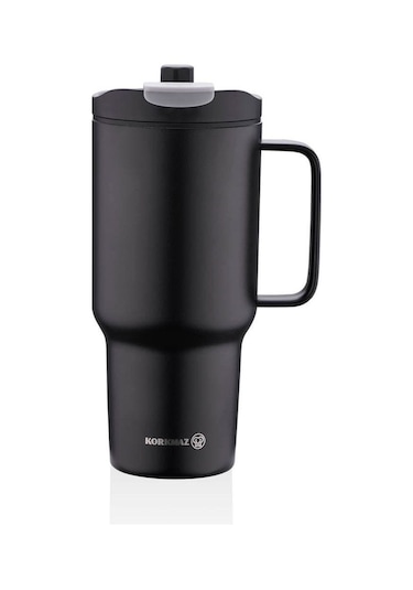 Korkmaz A5577 Freedom 1 Litre Siyah Pipetli Bardak Termos Siyah
