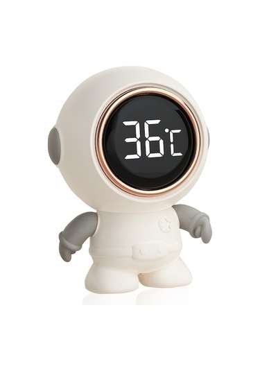 Fortunelane Bebek Banyo Termometresi Uzaylı Fig. - 0-99 C, 3 Renk Led, Ip65 Su Geçirmez, Canlı Sıcaklık İzleme, Dijital Termomet Beyaz