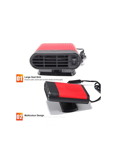 Ranyeek Araç Isıtıcı Soğutucu 2'li Mod - Kar Ve Buz Giderici, 360 Döner, 12v Oto Isıtıcı Soğutucu, Siyah-gri