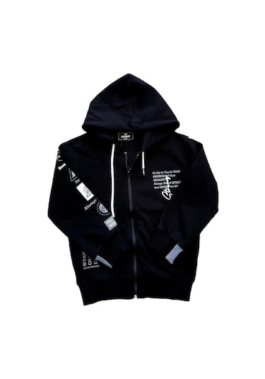 Erkek Çocuk Kapüşonlu Stay Yazılı Mevsimlik Hırka-14167 Siyah
