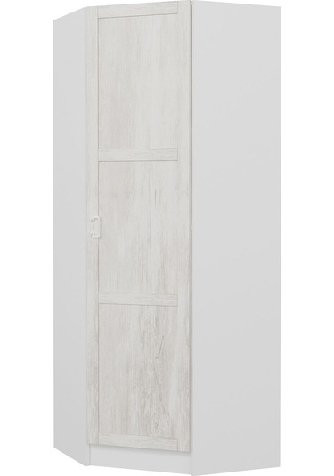 Kale Tek Kapaklı Köşe Zincir Dolap Eskitme Beyaz - 190cm Beyaz