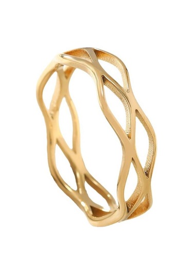 Chavin Çelik Gold Sarmal Model Bayan Yüzük Ev29sr 001