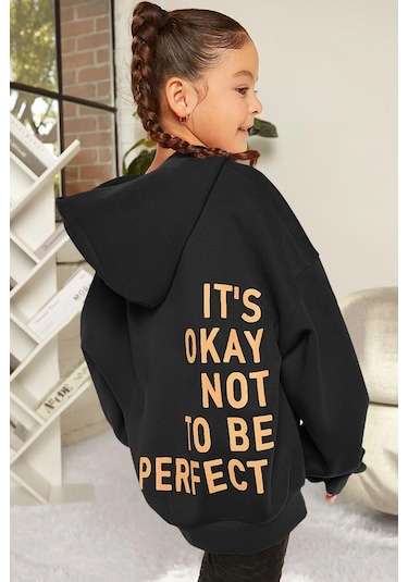 Çocuk It's Okay Baskılı Sweatshirt Siyah