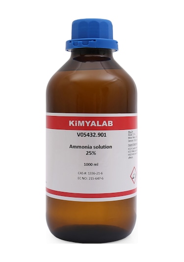Amonyak Amonyum Hidroksit %25 Ammonium Hydroxide Cam Şişe 1 L