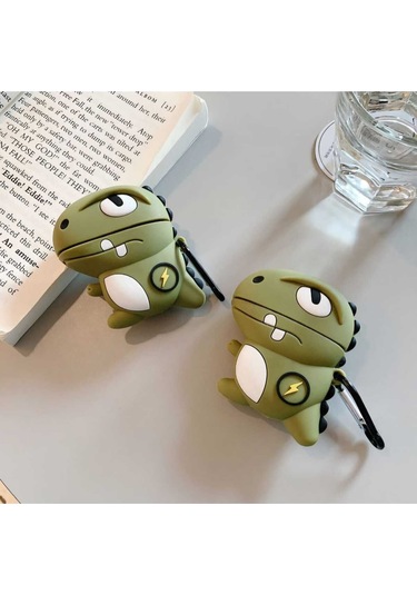 Iphone 1/2. Nesil Uyumlu Koruyucu Bluetooth Kulaklık Kılıfı Dino Figürlü Dino Airpods 1/2. Nesil