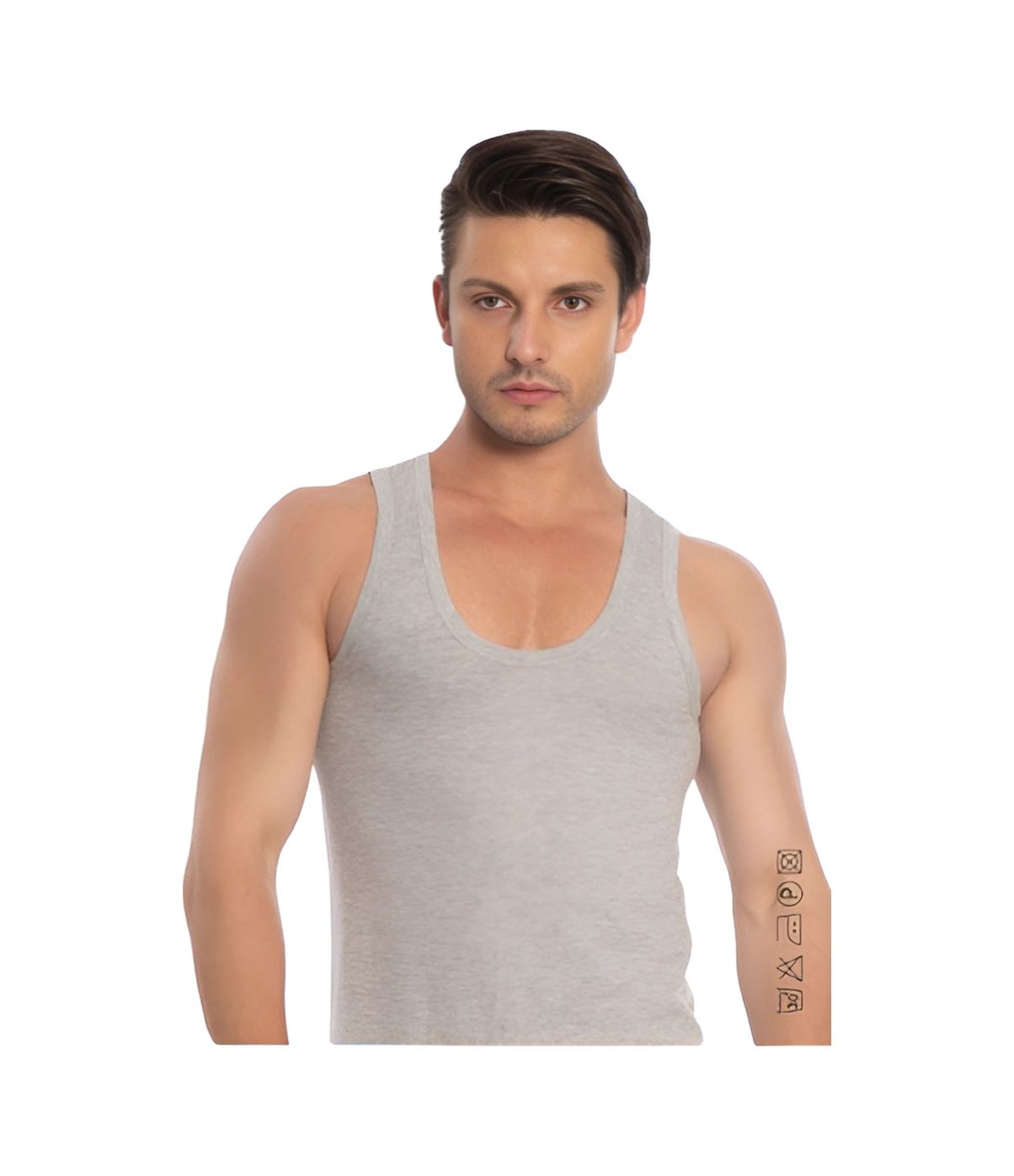 Erkek Ribana Atlet 6'lı Paket Beyaz %100 Pamuk 05 Gri