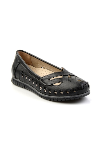 Bambi Siyah Leather Kadın Babet K01140005103 Siyah