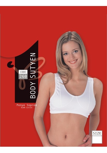 Beyaz Kalın Askılı Body Sütyen % 100 Pamuklu 3lü Paket 260-3b Beyaz
