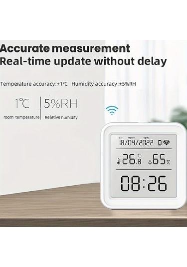 Motion003 24 Saatlik Tuya Akıllı Wifi Sıcaklık Nem Dedektörü Higrometre Sensörü Alexa Google Home Uyumlu