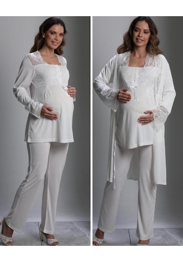Nehirsel 3018 Hamile Lohusa 3 Lü Pijama Sabahlık Tk 001