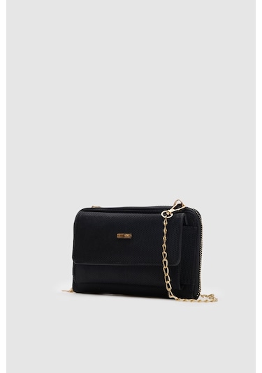 Siyah Çapraz Telefon Bölmeli Bayan Cüzdan - Ol-2046 Siyah