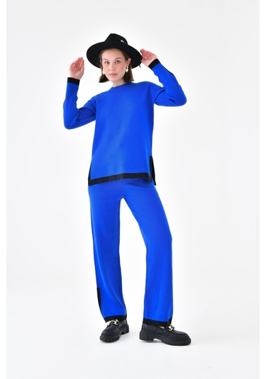 Ftz Women Kadın Çizgi Detaylı İkili Takım Saks Mavi 20631-saks Mavi Saks Mavi