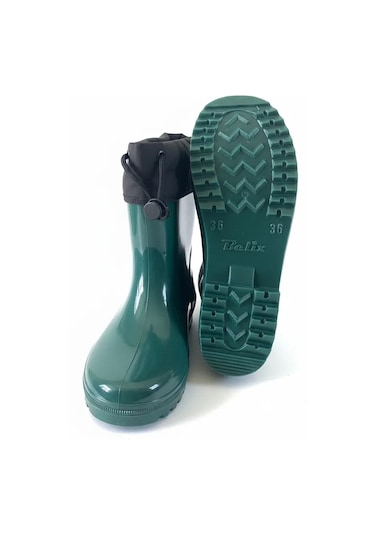 Konçlu Peluşlu Unisex Potin Kadın Yağmur Botu 36-40 Yeşil Yeşil