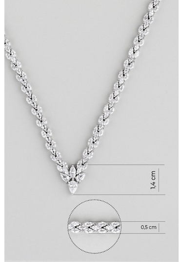 Yıldızlı Geceler 18 Ayar Beyaz Altın Kaplama Gümüş Tasarım Gerdanlık Beyaz