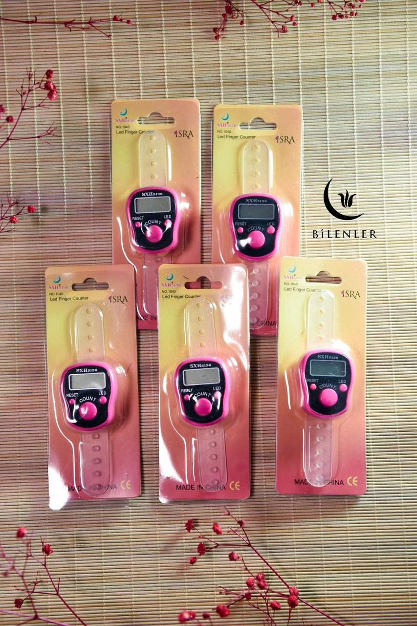 Led Işıklı Zikirmatik 5 Adet Pembe