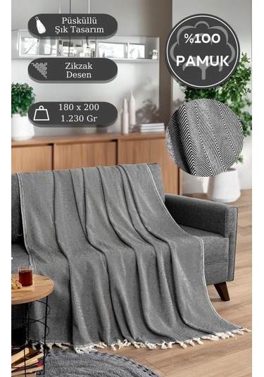 Battaniye Pamuk Miren 180x200 Cm Siyah